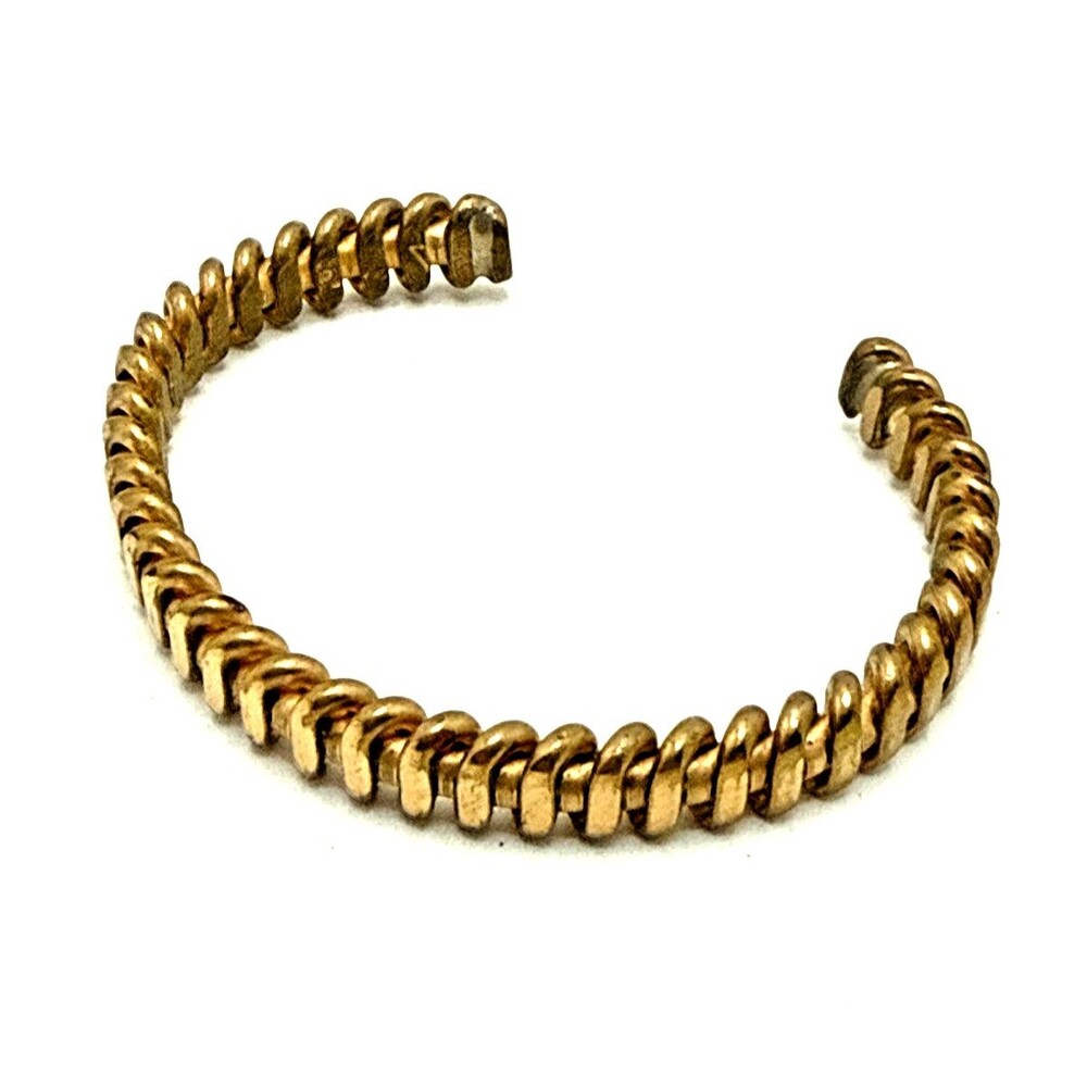 Vintage 1970s Signed Sergio Lub Golden Helix Cuff Bracelet California 7.5"
